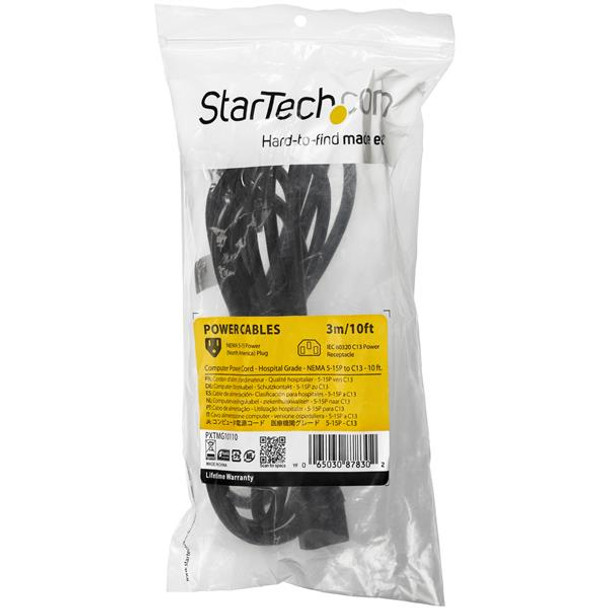 Startech.Com Hospital-Grade Power Cord - Nema 5-15P To C13 - 10 Ft. Pxtmg10110