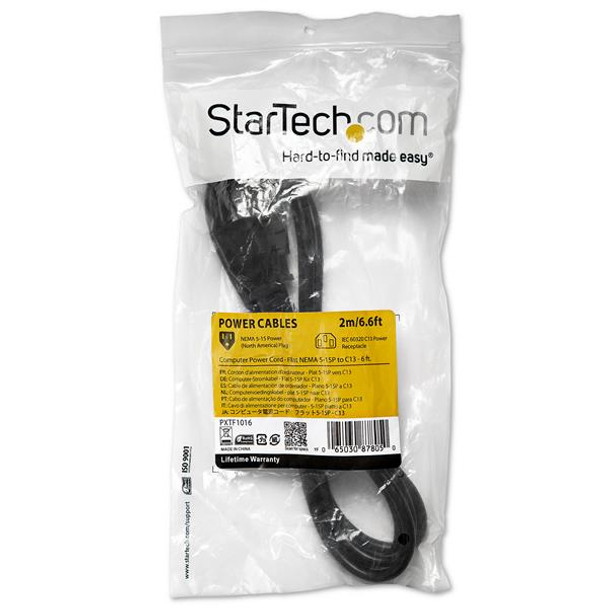 Startech.Com Power Cord - Flat Nema 5-15P To C13 - 6 Ft. Pxtf1016