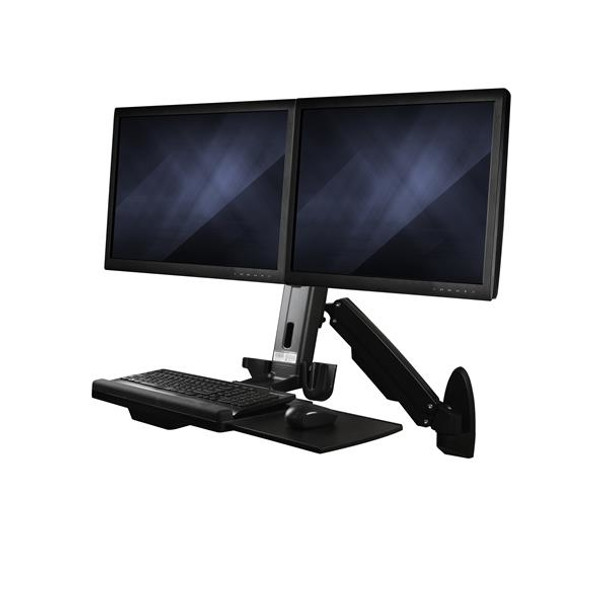 StarTech.com Wall-Mounted Sit-Stand Desk Workstation - Dual Monitor WALLSTS2