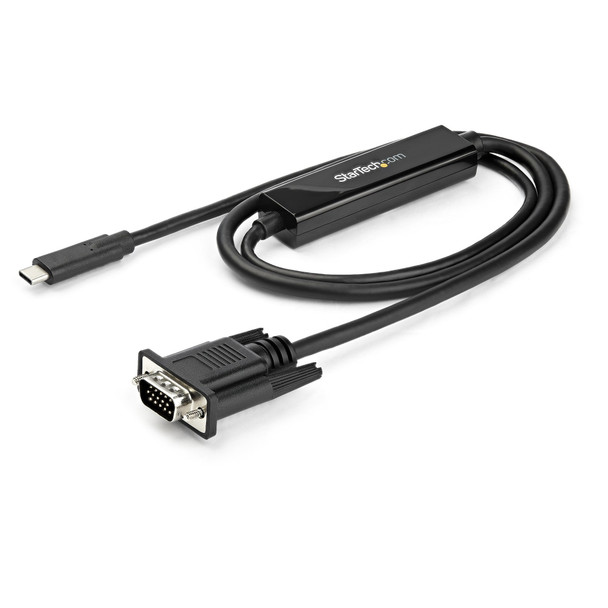 StarTech.com 3ft/1m USB C to VGA Cable - 1920x1200/1080p USB Type C to VGA Video Active Adapter Cable - Thunderbolt 3 Compatible - Laptop to VGA Monitor/Projector - DP Alt Mode HBR2 CDP2VGAMM1MB