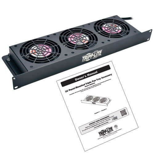 Tripp Lite SmartRack 1U Fan Tray, 3 120V High-Performance Fans, 210 CFM, 5-15P Plug SRFAN1U