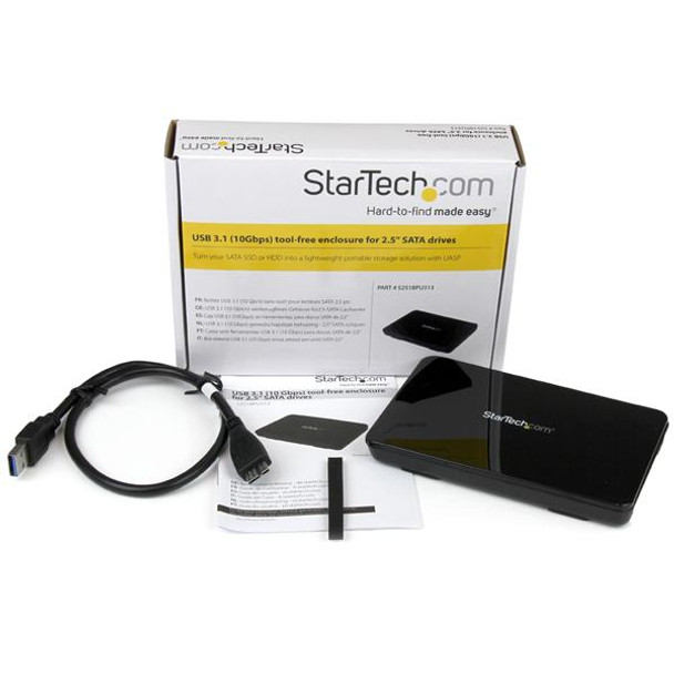 StarTech.com USB 3.1 (10 Gbps) Tool-Free Enclosure for 2.5” SATA Drives S251BPU313