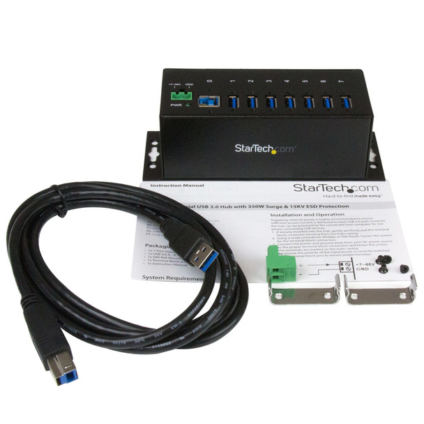 Startech.Com 7-Port Industrial Usb 3.0 Hub With Esd & 350W Surge Protection St7300Usbme