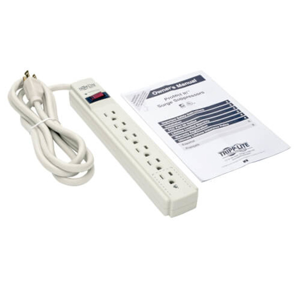 Tripp Lite Protect It! 6-Outlet Surge Protector, 6-ft Cord, 790 Joules, Diagnostic LED, White Housing TLP606