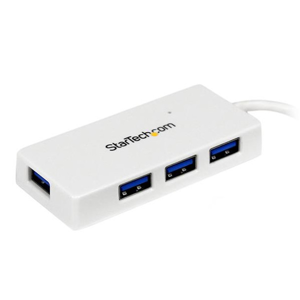 StarTech.com Portable 4 Port SuperSpeed Mini USB 3.0 Hub - White ST4300MINU3W