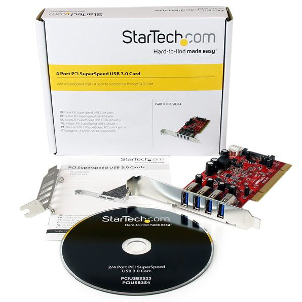 StarTech.com 4 Port PCI SuperSpeed USB 3.0 Adapter Card with SATA / SP4 Power PCIUSB3S4