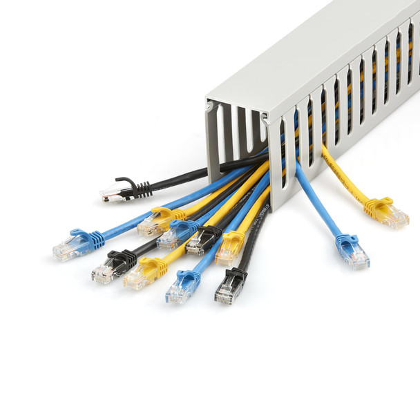 StarTech.com Cable Management Raceway w/Parallel Slots 78in - Network Cable Hider Kit - Slotted Wall Wire Duct System - Cord Concealer Channel - Surface Mount Wiring Channel PVC UL Rated CBMWD5075