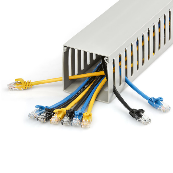 StarTech.com Cable Management Raceway w/Parallel Slots 78in - Network Cable Hider Kit - Slotted Wall Wire Duct System - Cord Concealer Channel - Surface Mount Wiring Channel PVC UL Rated CBMWD7575