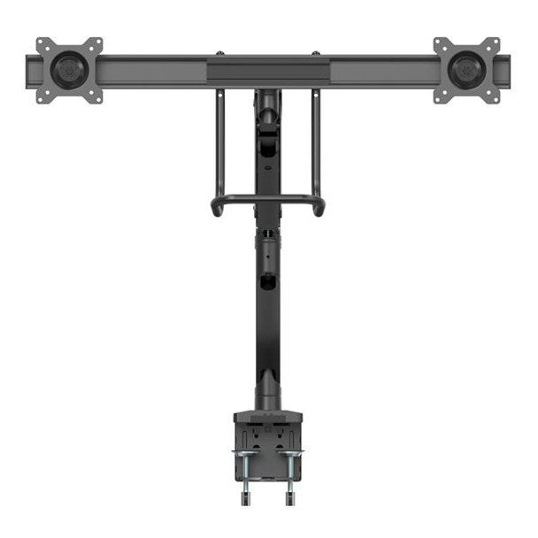 StarTech.com Desk Mount Dual Monitor Arm - Ergonomic Dual Monitor VESA Mount 32" (17.6lb) Displays - Crossbar Handle for Synchronized Full Motion - Height Adjustable - C-Clamp/Grommet ARMSLMBARDUO