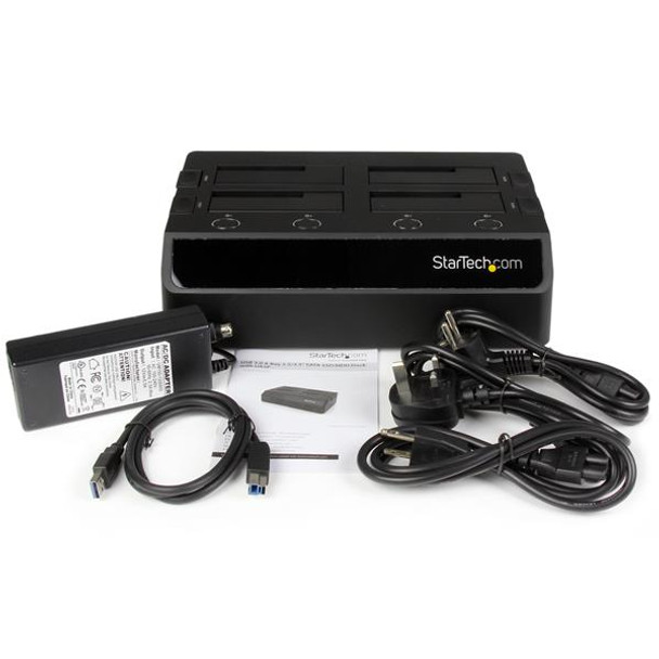 StarTech.com USB 3.0 to 4-Bay SATA 6Gbps Hard Drive Docking Station w/ UASP & Dual Fans - 2.5/3.5in SSD / HDD Dock SDOCK4U33