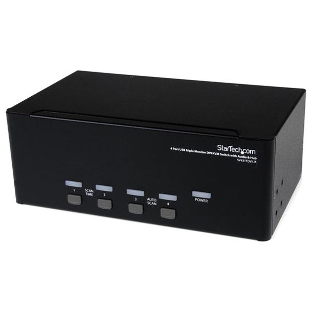 StarTech.com 4 Port Triple Monitor DVI USB KVM Switch with Audio & USB 2.0 Hub SV431TDVIUA