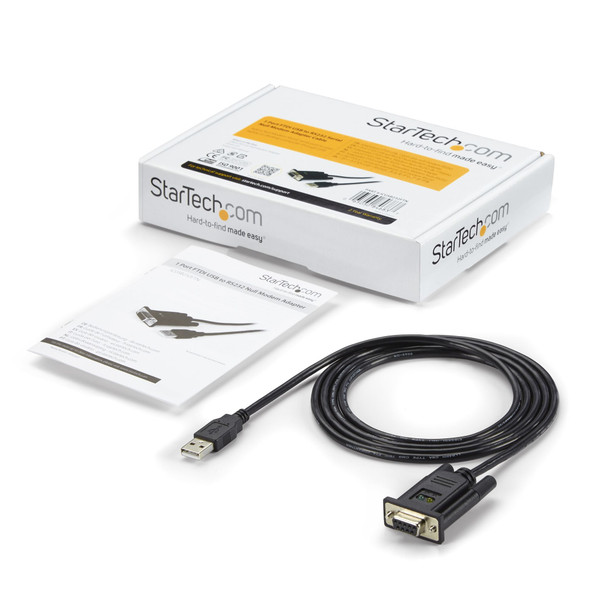 StarTech.com 1 Port USB to Null Modem RS232 DB9 Serial DCE Adapter Cable with FTDI ICUSB232FTN