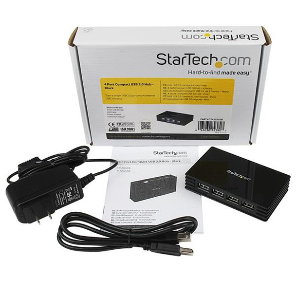 Startech.Com 4 Port Compact Black Usb 2.0 Hub St4202Usb