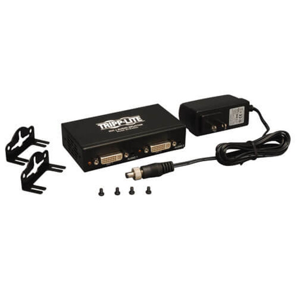 Tripp Lite 2-Port DVI Splitter with Audio and Signal Booster, Single-Link 1920x1200 at 60Hz/1080p (DVI F/2xF) B116-002A
