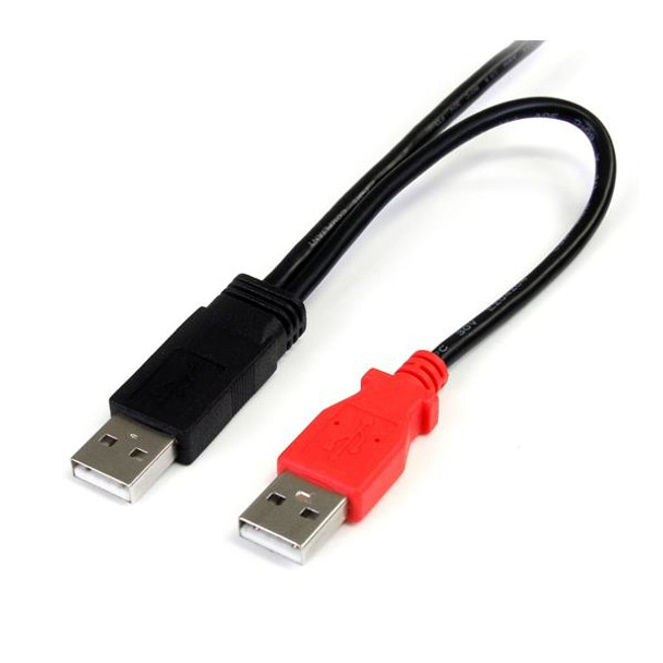 StarTech.com 1 ft USB Y Cable for External Hard Drive - Dual USB A to Micro B USB2HAUBY1