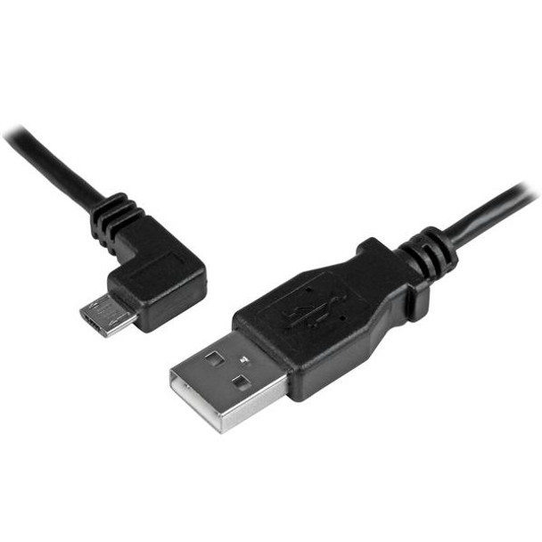 StarTech.com Micro-USB Charge-and-Sync Cable M/M - Left-Angle Micro-USB - 30/24 AWG - 1 m (3 ft.) USBAUB1MLA