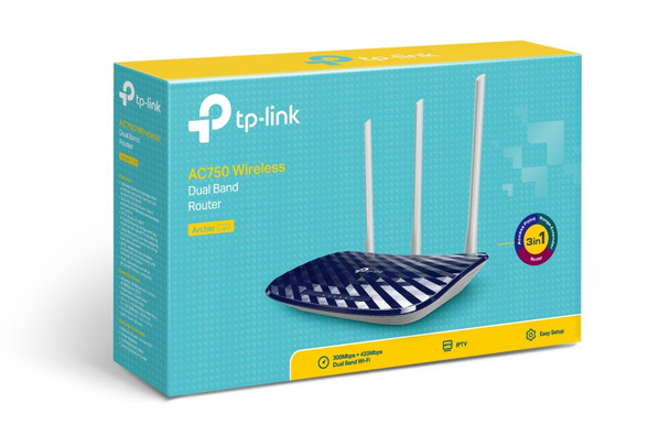 Tp-Link Ac750 Wireless Router Fast Ethernet Dual-Band (2.4 Ghz / 5 Ghz) Black, White Archer C20