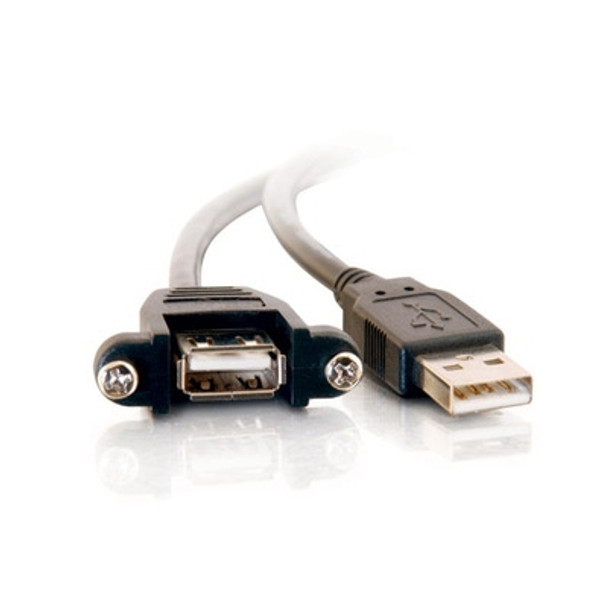 C2G 1.5ft USB 2.0 A Male to A Female Panel Mount Cable USB cable 0.45 m USB A Black 28062