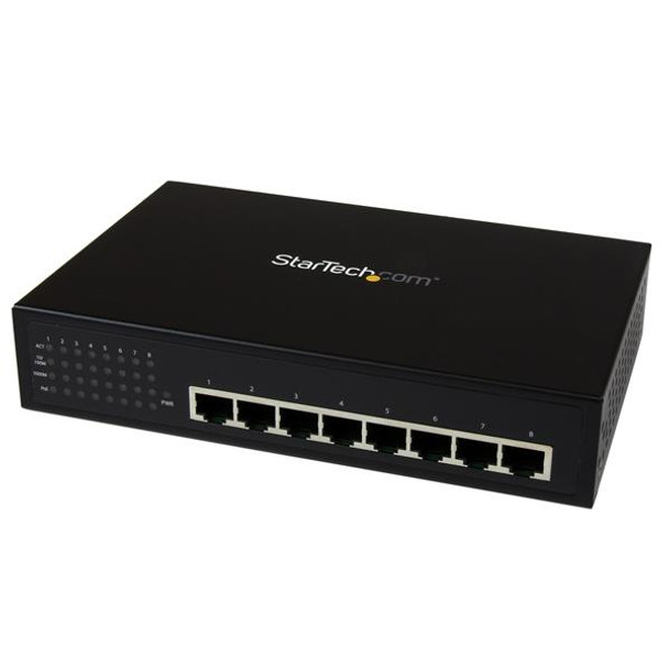 Startech.Com 8 Port Unmanaged Industrial Gigabit Power Over Ethernet Switch - 802.3Af/At Poe+ Switch - Wall Mountable Ies81000Poe