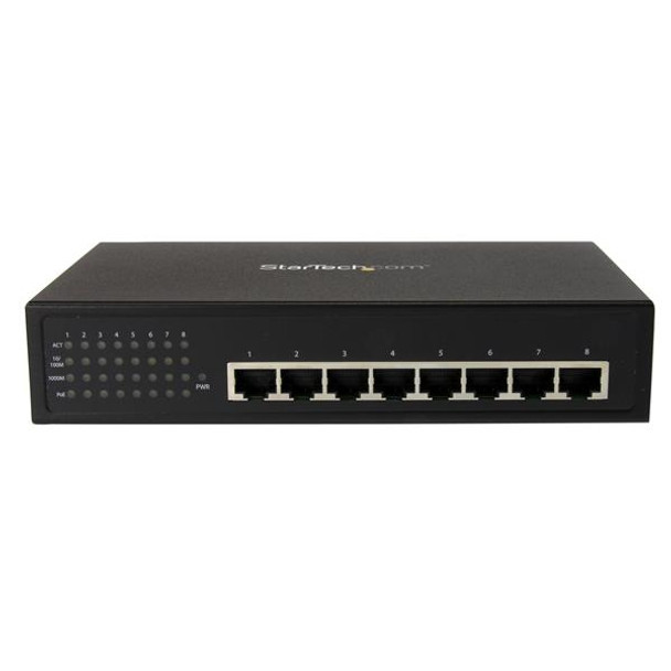 Startech.Com 8 Port Unmanaged Industrial Gigabit Power Over Ethernet Switch - 802.3Af/At Poe+ Switch - Wall Mountable Ies81000Poe