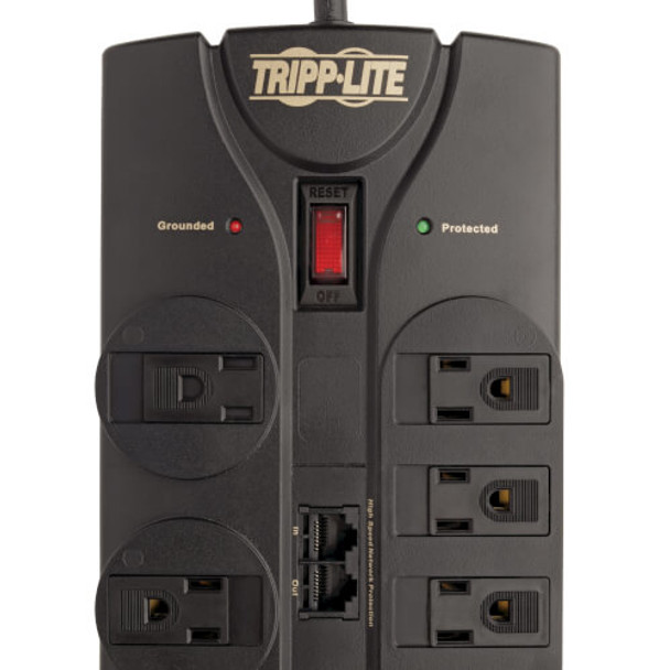 Tripp Lite Protect It! 8-Outlet Surge Protector, 10-ft. Cord, 3240 Joules, Modem/Coax/Ethernet Protection, RJ45 TLP810NET