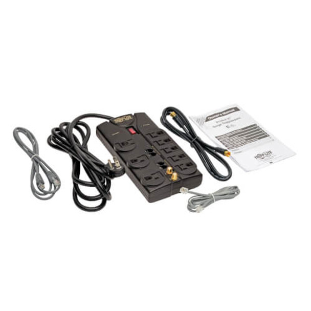 Tripp Lite Protect It! 8-Outlet Surge Protector, 10-ft. Cord, 3240 Joules, Modem/Coax/Ethernet Protection, RJ45 TLP810NET