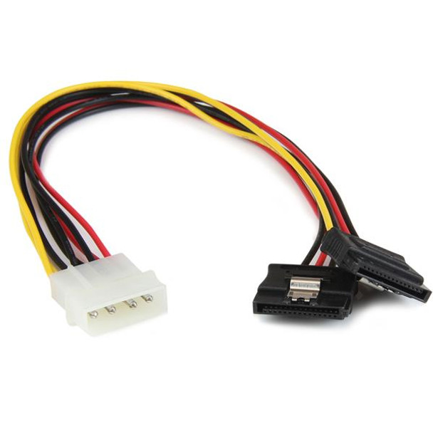 StarTech.com 12in LP4 to 2x Latching SATA Power Y Cable Splitter Adapter - 4 Pin LP4 to Dual SATA PYO2LP4LSATA