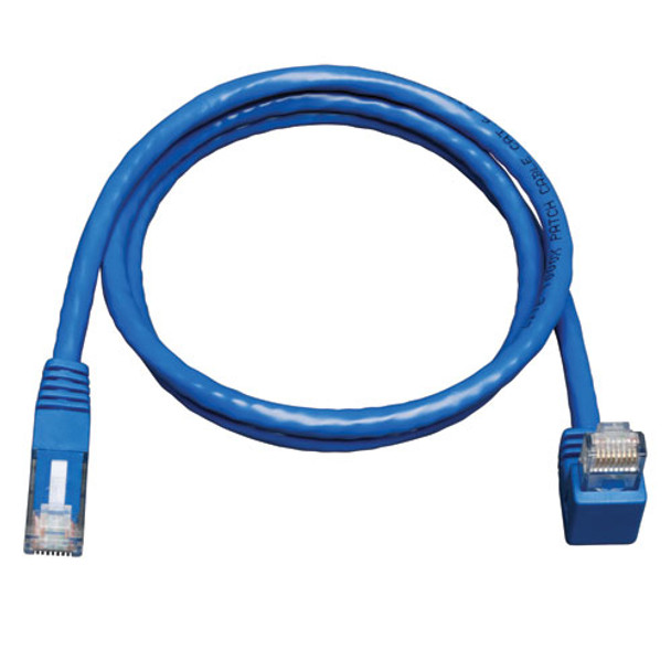 Tripp Lite Down-Angle Cat6 Gigabit Molded UTP Ethernet Patch Cable (RJ45 Right-Angle Down M to RJ45 M), Blue, 3.05 m N204-010-BL-DN