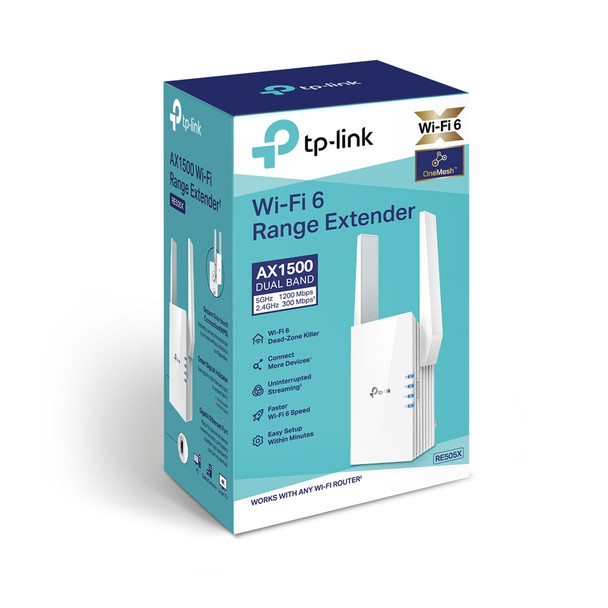 TP-LINK RE505X network extender Network transmitter & receiver White 10, 100, 1000 Mbit/s RE505X