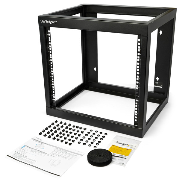 Startech.Com 9U 19" Wall Mount Network Rack 17" Deep 2 Post Open Frame For Server Room/Data/Av/It/Communication/Computer Equipment/Patch Panel W/Cage Nuts/Screws Hook/Loop 175Lb Capacity Rk919Wallo