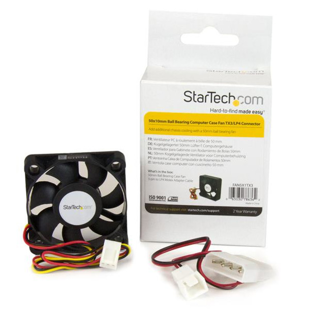 StarTech.com 50x10mm Replacement Ball Bearing Computer Case Fan TX3/LP4 Connector FAN5X1TX3