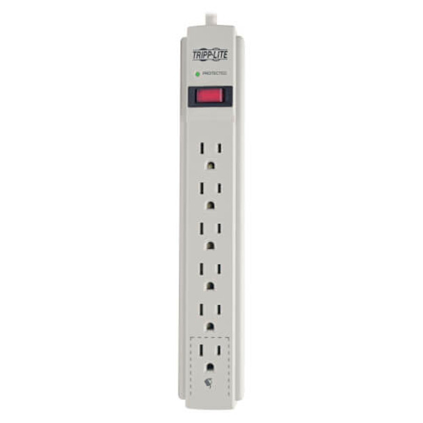 Tripp Lite Protect It! 6-Outlet Surge Protector, 8-Ft. Cord, 990 Joules, Low-Profile Right-Angle 5-15P Plug Tlp608