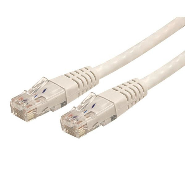 StarTech.com 7ft CAT6 Ethernet Cable - White CAT 6 Gigabit Ethernet Wire -650MHz 100W PoE RJ45 UTP Molded Network/Patch Cord w/Strain Relief/Fluke Tested/Wiring is UL Certified/TIA C6PATCH7WH