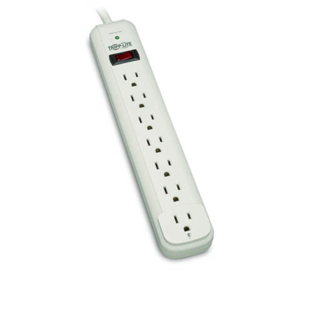Tripp Lite Protect It! 7-Outlet Surge Protector, 12-Ft. Cord, 1080 Joules, Light Gray Housing Tlp712
