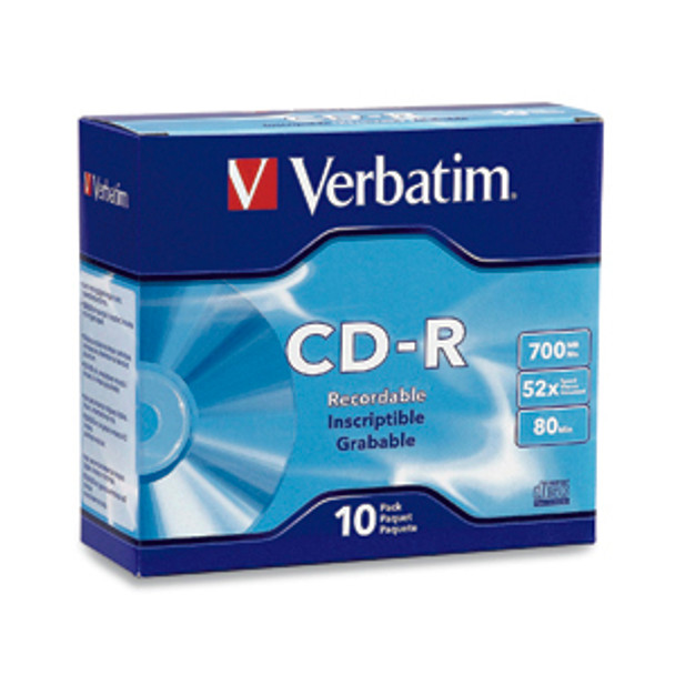 Verbatim CD-R 80MIN 700MB 52X Branded 10pk Slim Case 10 pc(s) 94935