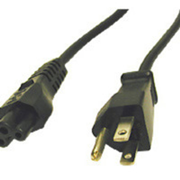 C2G 6ft 3-slot 18 AWG Laptop Power Cord (IEC320C5 -> NEMA 5-15P) Black 1.8 m 27400