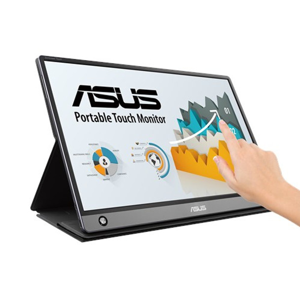 ASUS MB16AMT touch screen monitor 39.6 cm (15.6") 1920 x 1080 pixels Multi-touch Tabletop Grey MB16AMT