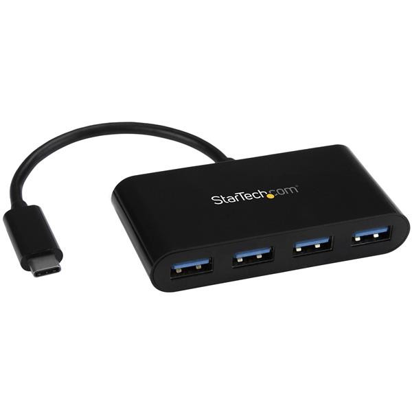 StarTech Accessory HB30C4AB 4PT USB 3.0 Hub USB-C to 4x USB-A Bus Powered BK