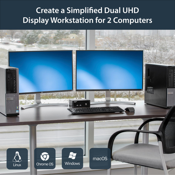 StarTech KVM SV231DPDDUA2 2 Port DisplayPort Dual-Monitor KVM Switch 4K 60Hz