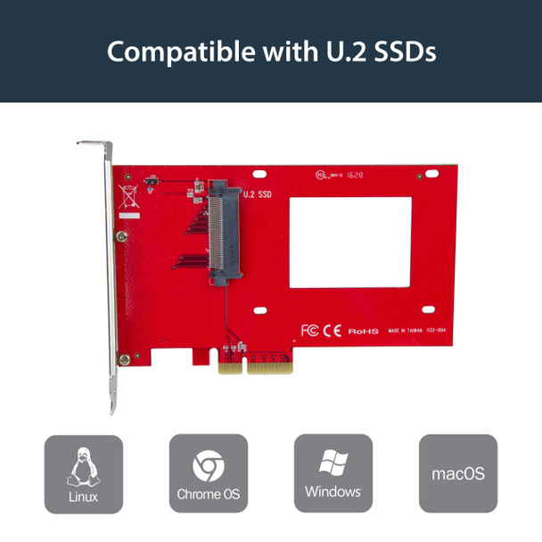 StarTech IO PEX4SFF8639 U.2 to PCIe Adapter f 2.5 U.2 NVMe SSD SFF 8639 Retail