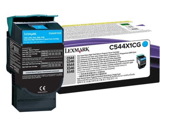Lexmark C544, X544 Cyan Extra High Yield Return Program Toner Cartridge C544X1Cg