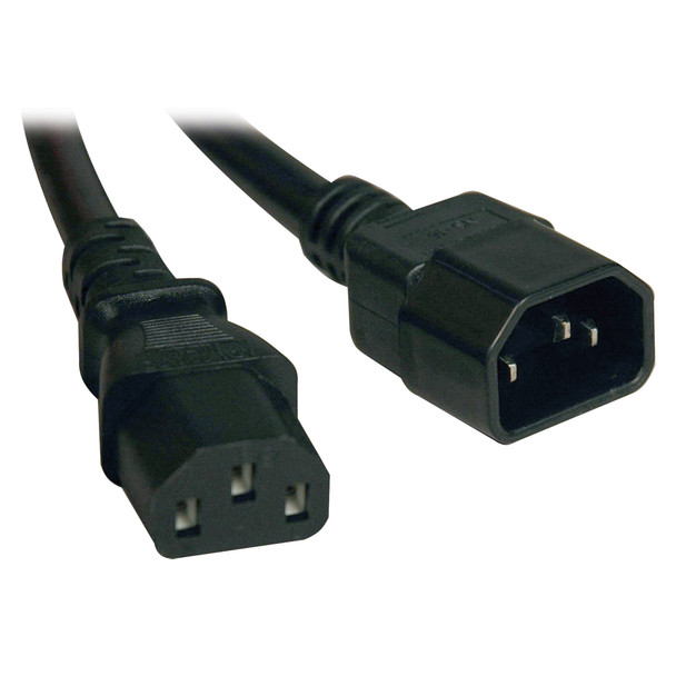 Tripp Lite Standard Computer Power Extension Cord Lead Cable, 10A, 18AWG (IEC-320-C14 to IEC-320-C13), 0.31 m (1-ft.) P004-001
