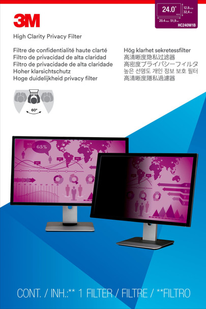 3M High Clarity Privacy Filter for 24" Widescreen Monitor (16:10) 7100136967