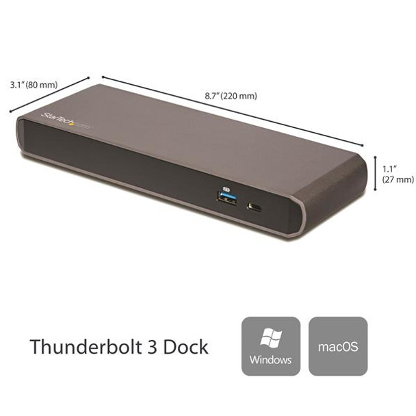 StarTech AC TB3DK2DPPD Thunderbolt 3 Dual-4K Docking Station f Laptops Retail
