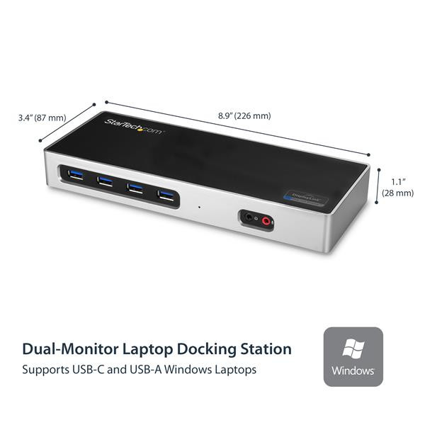 StarTech AC DK30A2DH Dual-4K HDMI DP 60Gz USB-C Monitor Docking Station Retail