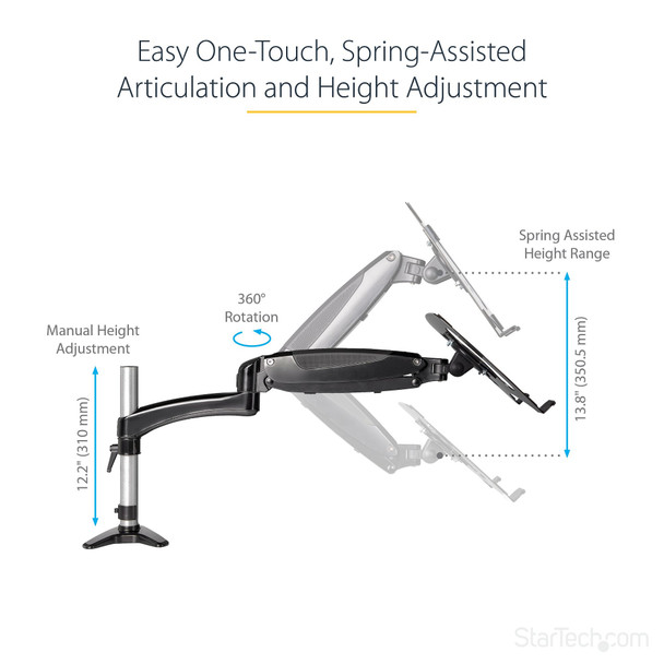 StarTech.com Desk Mount Laptop Arm - Full Motion Articulating Arm for Laptop or Single 34" Monitor - VESA Mount Laptop Tray Bracket - Ergonomic Adjustable Notebook Stand - Desk-Clamp 065030892544 ARMUNONB1