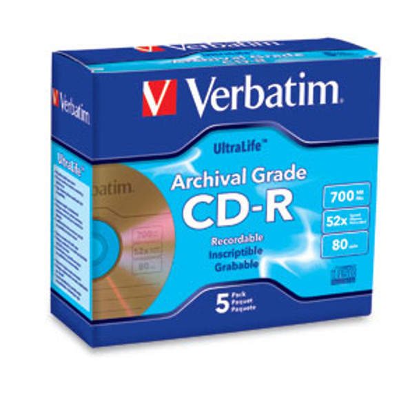 Verbatim Archival Grade CD-R 80MIN 700MB 52X 5pk Jewel Case 5 pc(s) 023942963196 96319