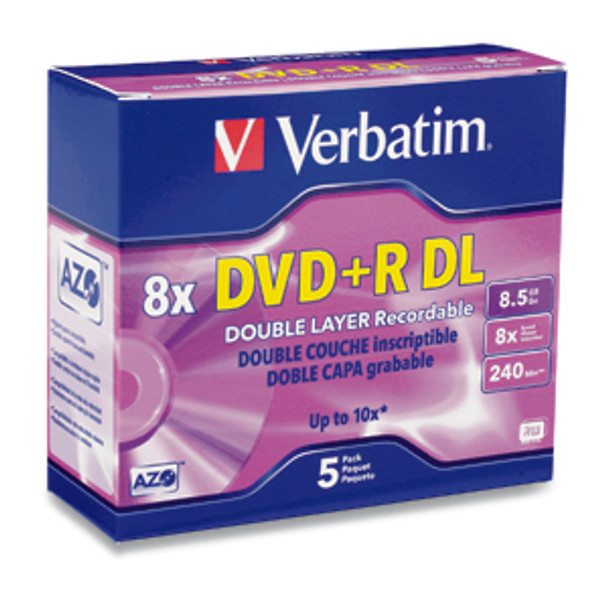 Verbatim DVD+R DL 8.5GB 8X Branded 5pk Jewel Case 5 pc(s) 023942953111 95311