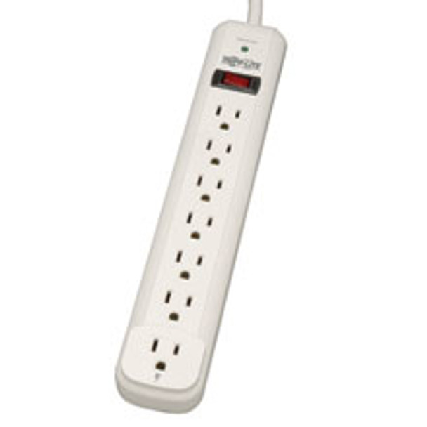 Tripp Lite Protect It! 7-Outlet Surge Protector, 25-Ft. Cord, 1080 Joules, Light Gray Housing 037332138316 Tlp725
