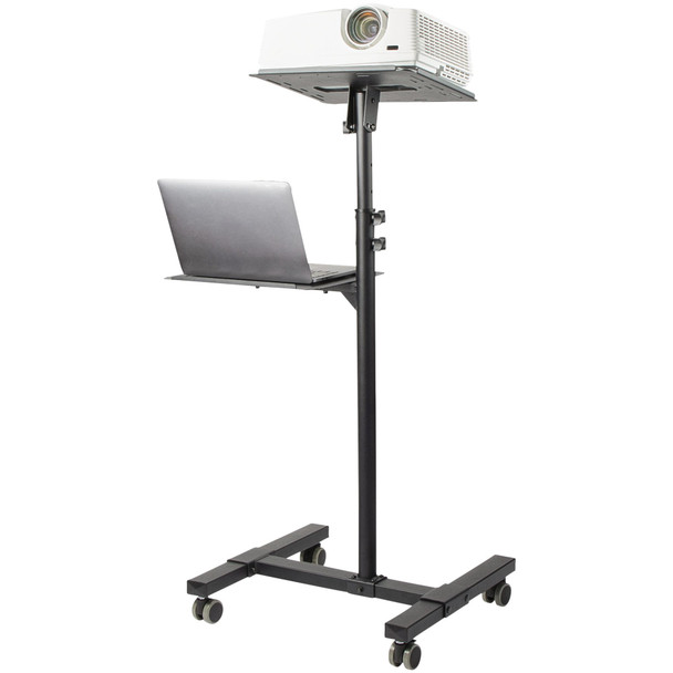 Startech.Com Mobile Projector And Laptop Stand/Cart - Heavy Duty Portable Projector Stand (2 Shelves, Hold 22Lb/10Kg Each) - Height Adjustable Rolling Presentation Cart W/Lockable Wheels 065030889964 Adjprojcart